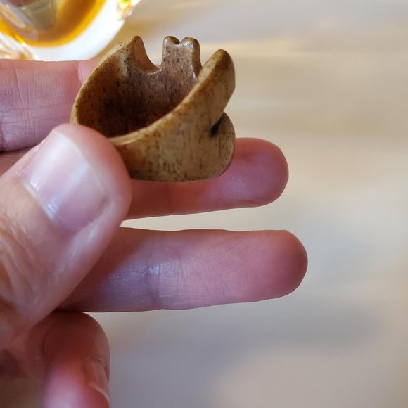 Hand Carved Natural Bone Maltese Cross Etched Statement Ring - Picture 6 of 7